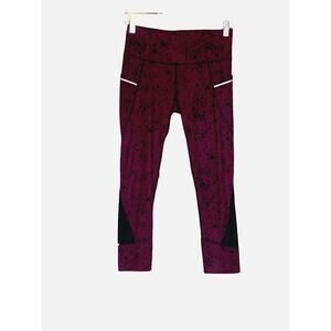 Athleta red wine and black crop pockets leggings size XS